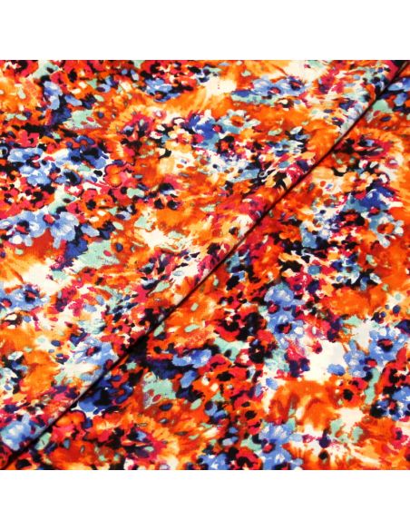 Javanaise imprimée - Éclat fleuri orange, bleu & rose