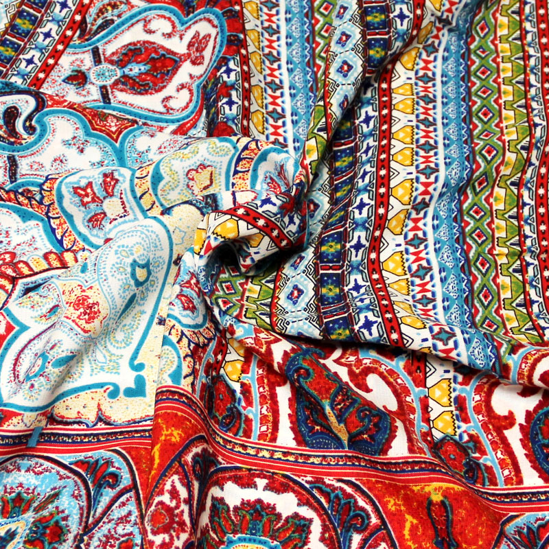 Javanaise imprimée - Mosaïque ethnique rouge & bleu