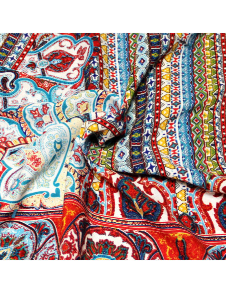 Javanaise imprimée - Mosaïque ethnique rouge & bleu