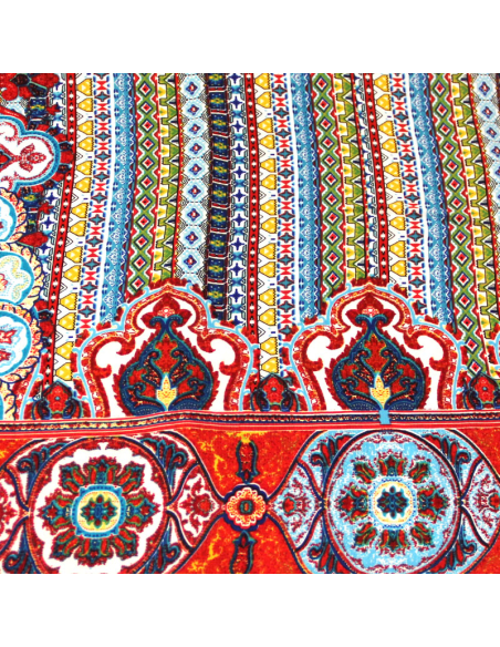 Javanaise imprimée - Mosaïque ethnique rouge & bleu