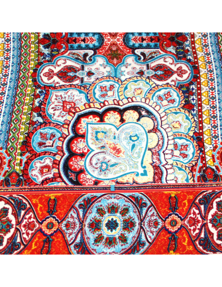 Javanaise imprimée - Mosaïque ethnique rouge & bleu