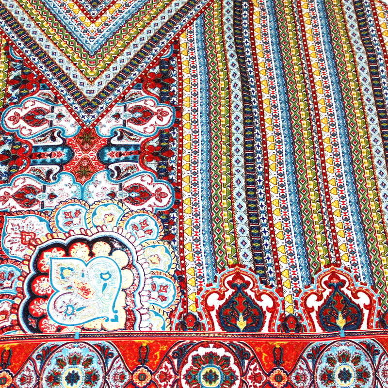 Javanaise imprimée - Mosaïque ethnique rouge & bleu