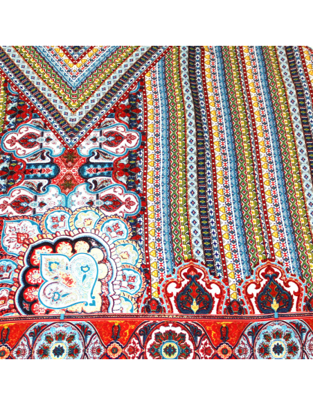 Javanaise imprimée - Mosaïque ethnique rouge & bleu