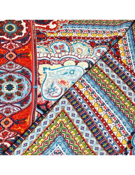 Javanaise imprimée - Mosaïque ethnique rouge & bleu