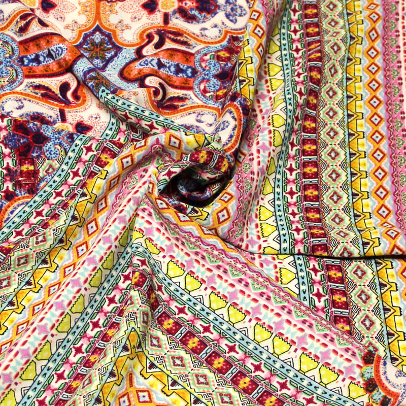 Javanaise imprimée - Mosaïque ethnique rose & jaune