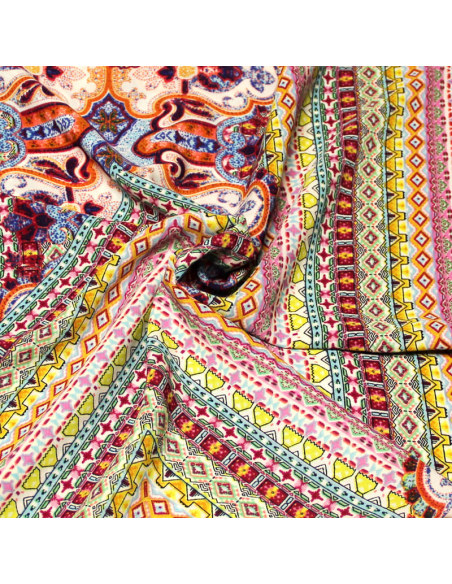 Javanaise imprimée - Mosaïque ethnique rose & jaune