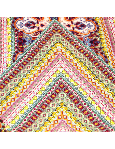 Javanaise imprimée - Mosaïque ethnique rose & jaune