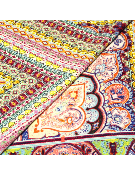 Javanaise imprimée - Mosaïque ethnique rose & jaune