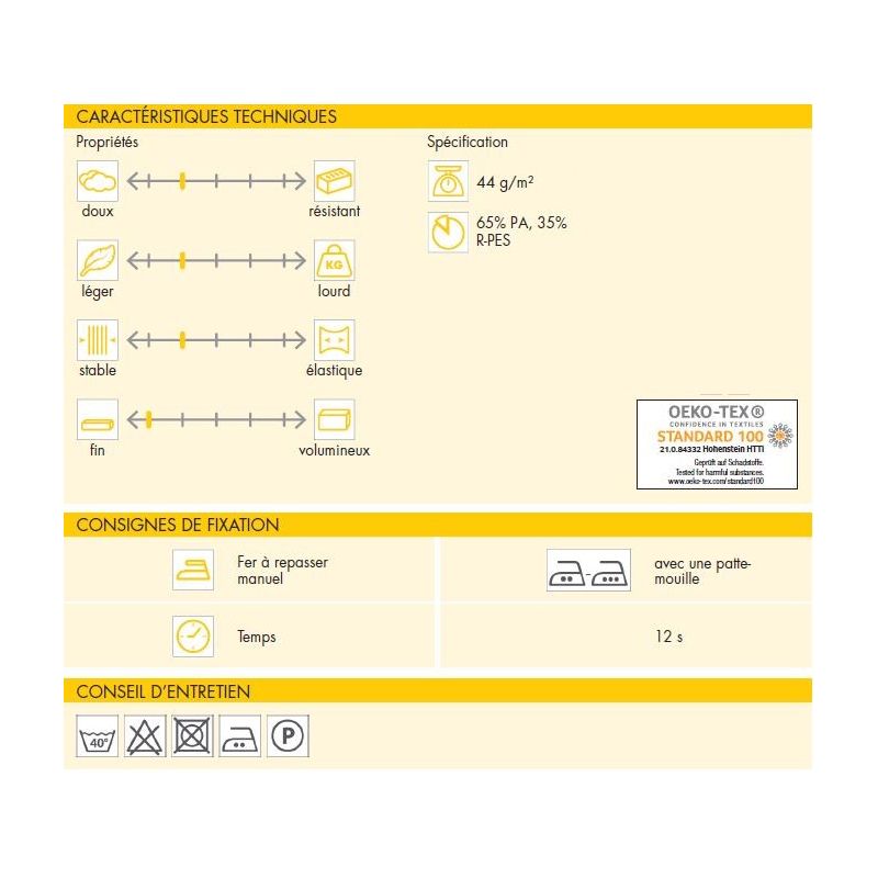 Entoilage thermocollant Vlieseline - G405 Blanc