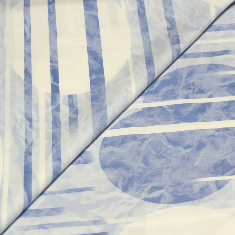 Popeline coton & élasthanne - Ovale bleu & blanc