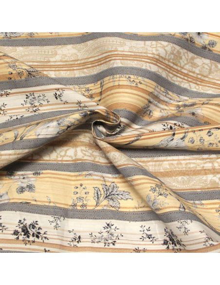 Popeline coton & élasthanne - Rayure bayadère fleuri