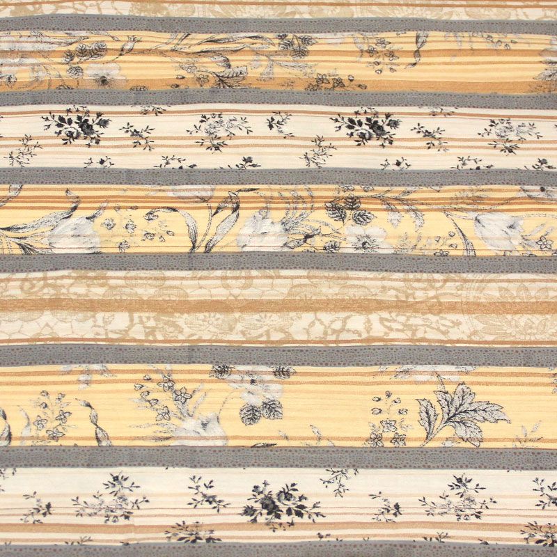 Popeline coton & élasthanne - Rayure bayadère fleuri