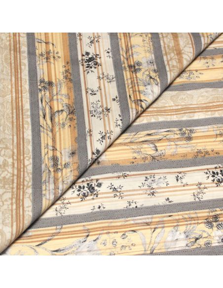 Popeline coton & élasthanne - Rayure bayadère fleuri