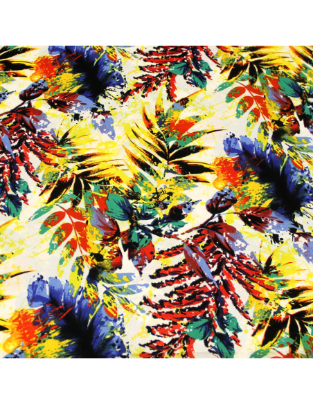 Crêpe marocain - Palme multicolore fond écru