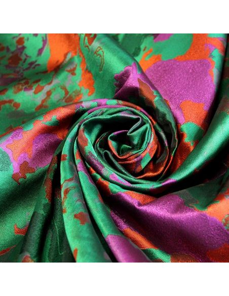 Tissu broché - Motif abstrait violet & vert double face 
