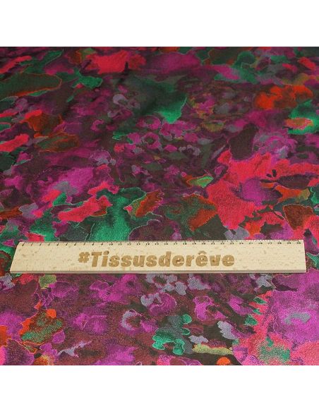 Tissu broché - Motif abstrait violet & vert double face 