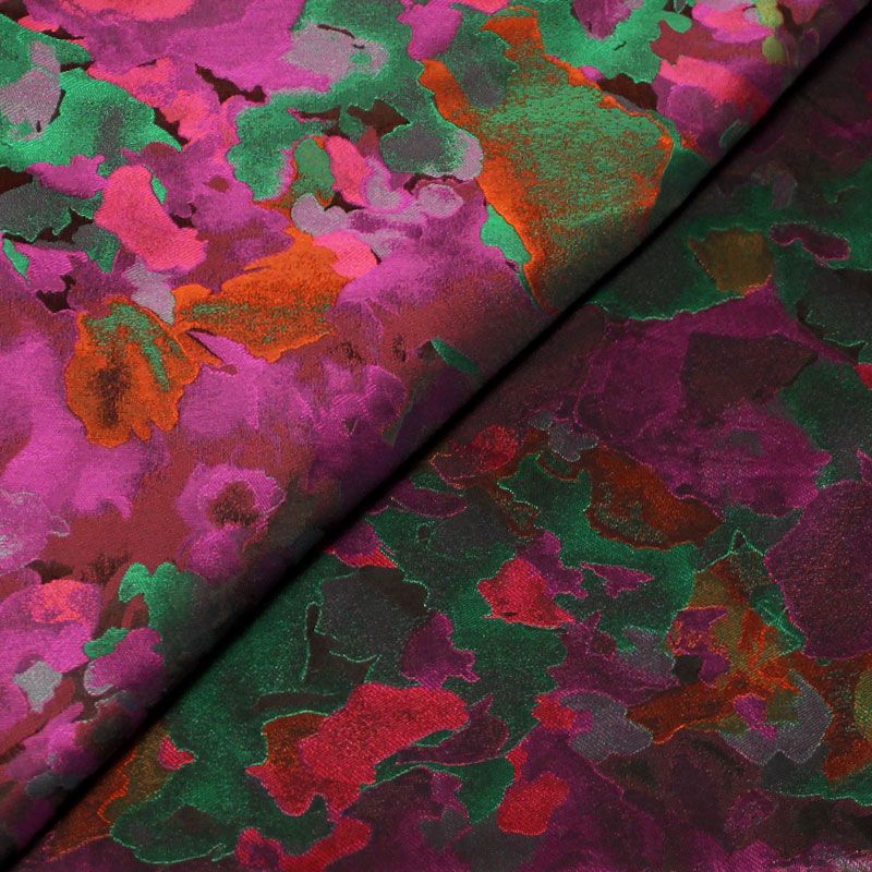 Jacquard - Motif abstrait violet & vert