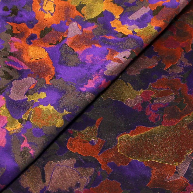 Jacquard - Motif abstrait orange & violet