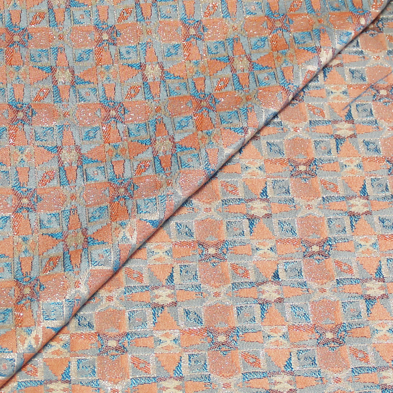 Tissu broché - Maissa bleu & orange