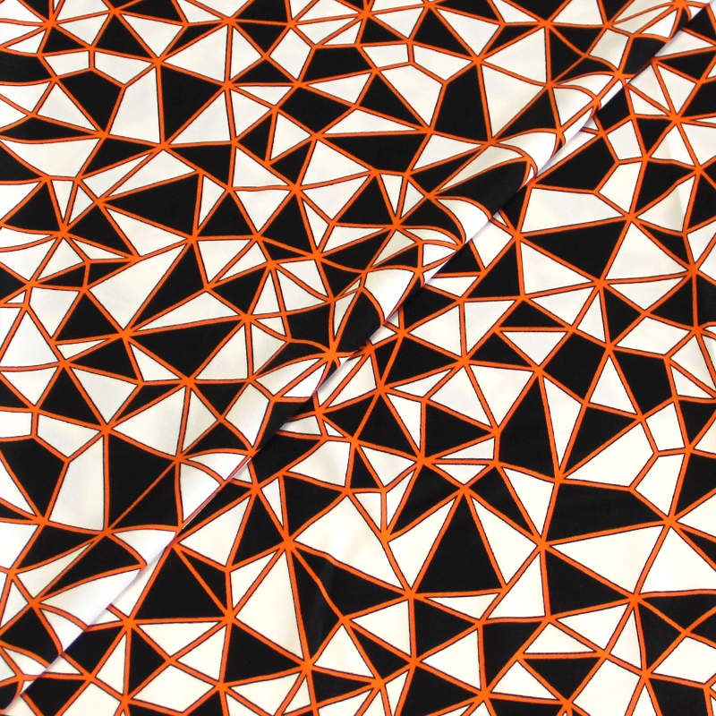 Tissu maillot de bain - Triangle noir, blanc cassé & orange