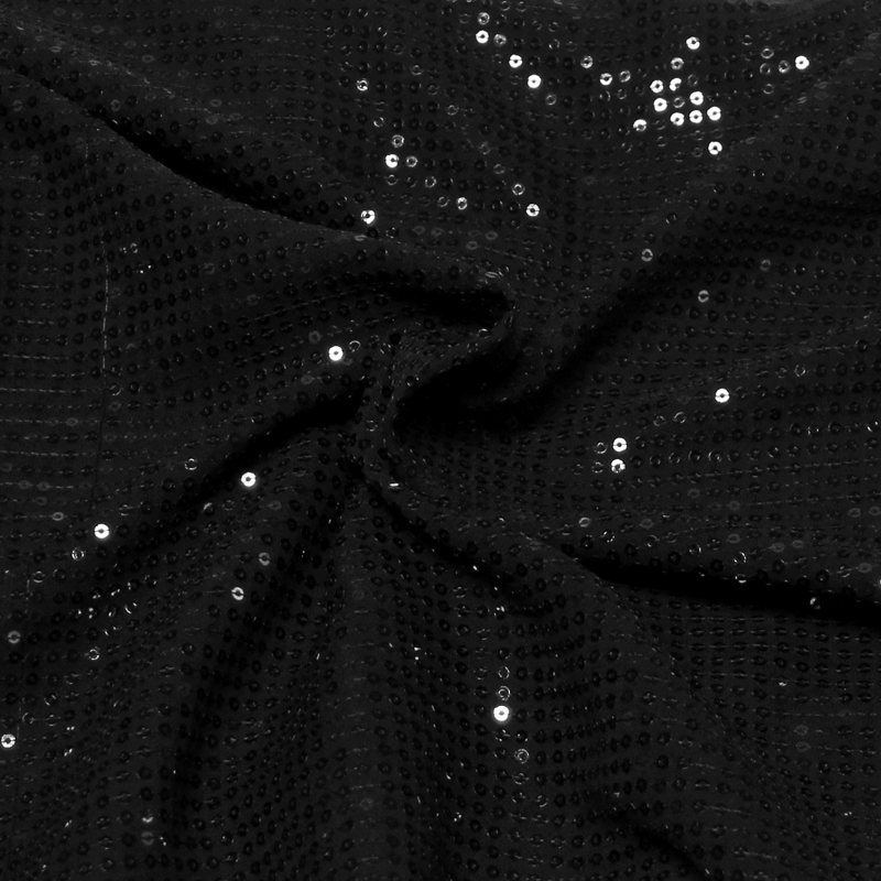 Mousseline 100% soie à sequin - Noir