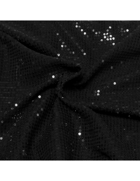 Mousseline 100% soie à sequin - Noir
