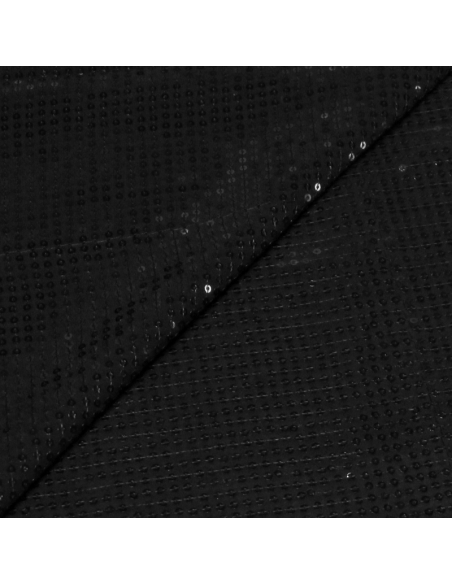 Mousseline 100% soie à sequin - Noir