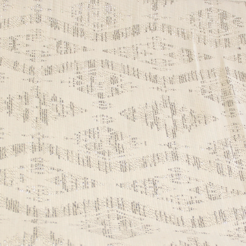 Tissu broché - Losange argent fond blanc