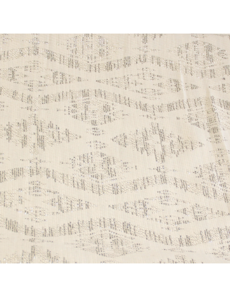 Tissu broché - Losange argent fond blanc