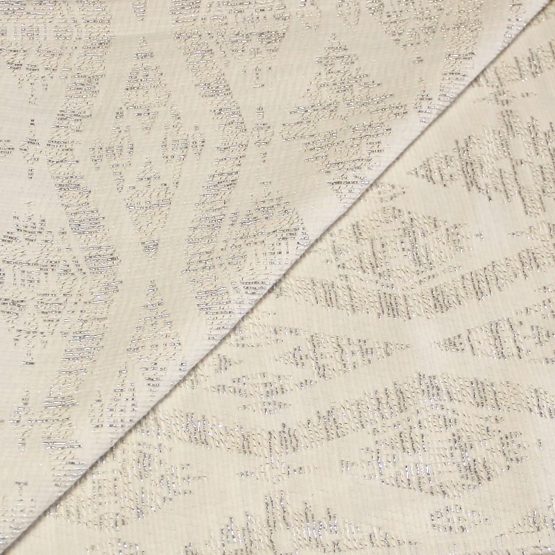 Tissu broché - Losange argent fond blanc