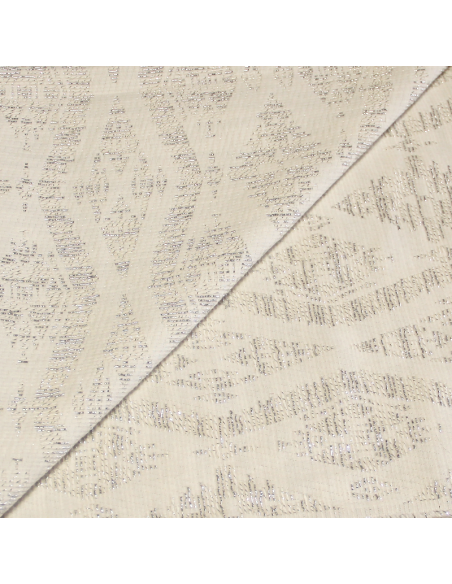 Tissu broché - Losange argent fond blanc