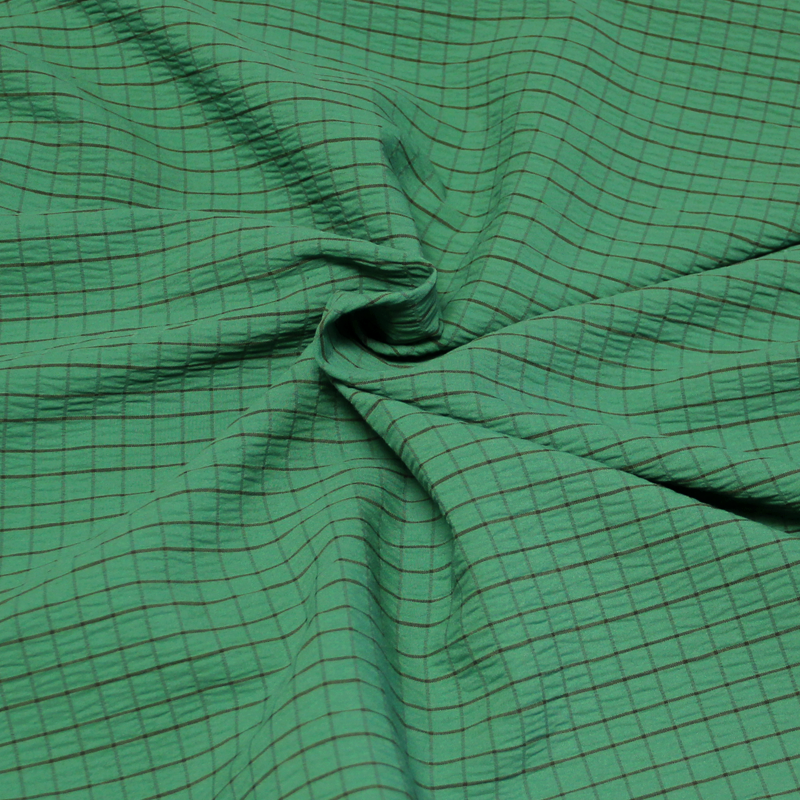 Crêpon jacquard - Carreaux bordeaux