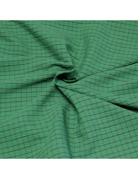 Crêpon jacquard - Carreaux bordeaux