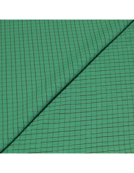 Crêpon jacquard - Carreaux bordeaux