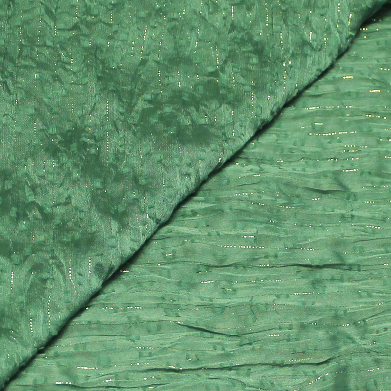 Mousseline plumetis - Vert rayure lurex