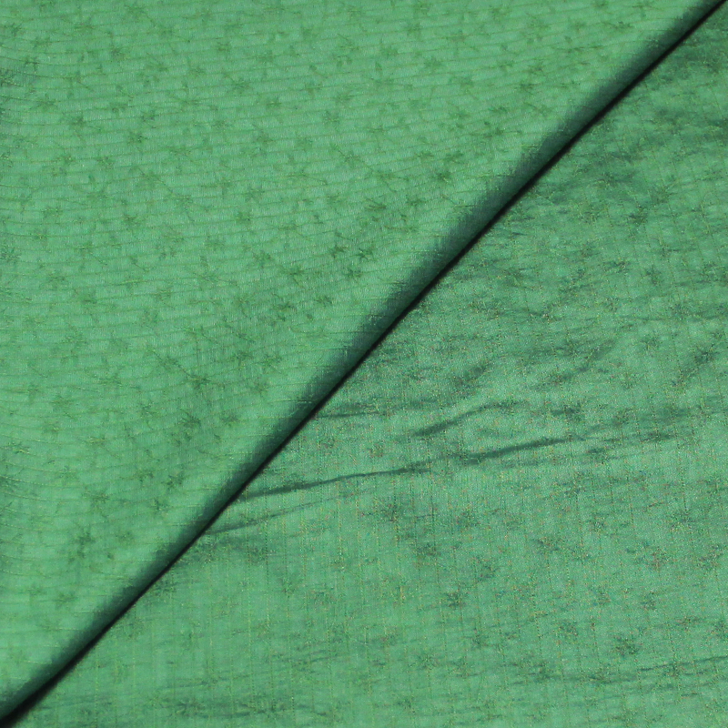 Mousseline rayé jacquard fleuri - Vert