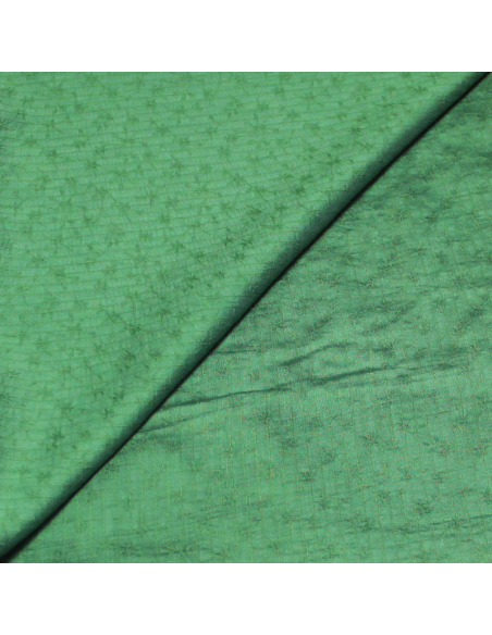 Mousseline rayé jacquard fleuri - Vert