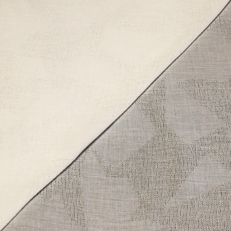 Gaze 100% coton motif jacquard - Géométrique blanc cassé