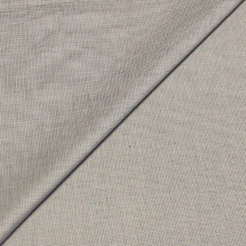 Tissu chemise 100% coton peigné - Mini carré blanc cassé fond noir