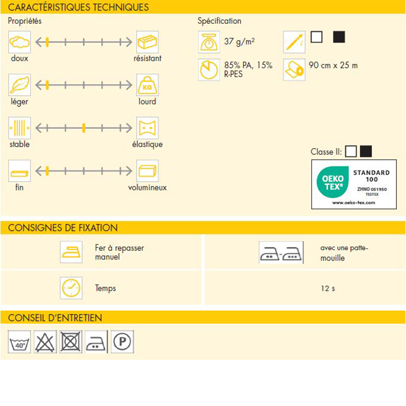 Entoilage thermocollant Vlieseline - H180 Blanc