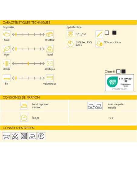 Entoilage thermocollant Vlieseline - H180 Noir