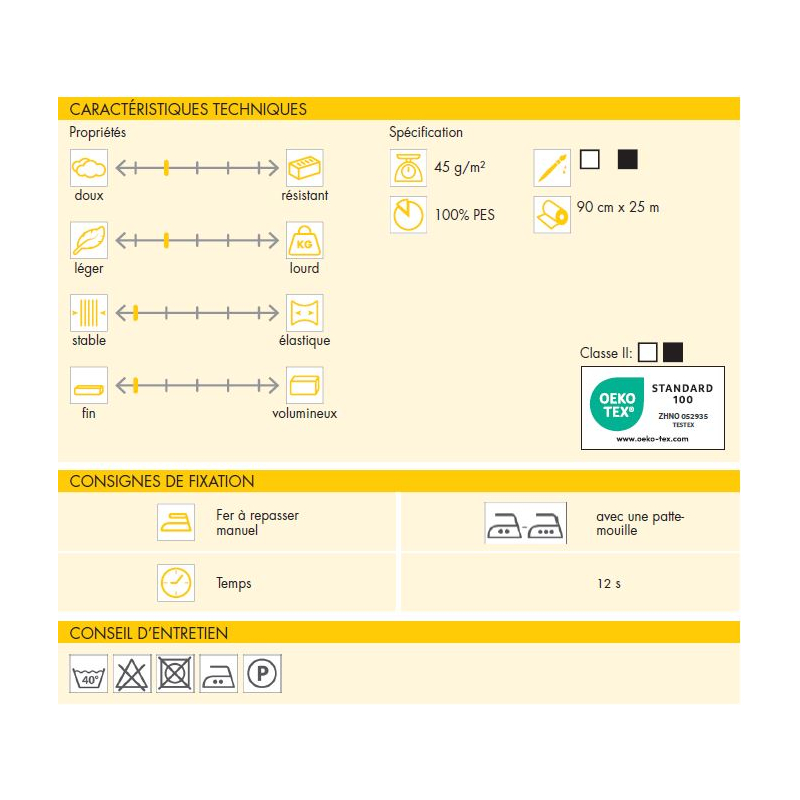 Entoilage thermocollant Vlieseline - H200 Blanc