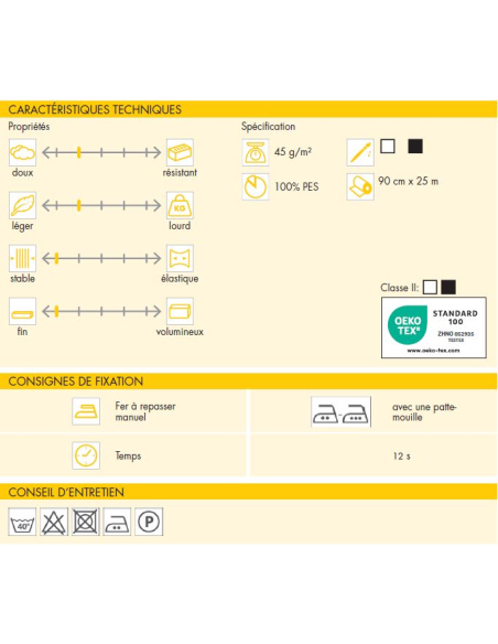 Entoilage thermocollant Vlieseline - H200 Blanc