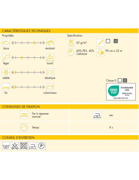 Entoilage thermocollant Vlieseline - H250 Blanc