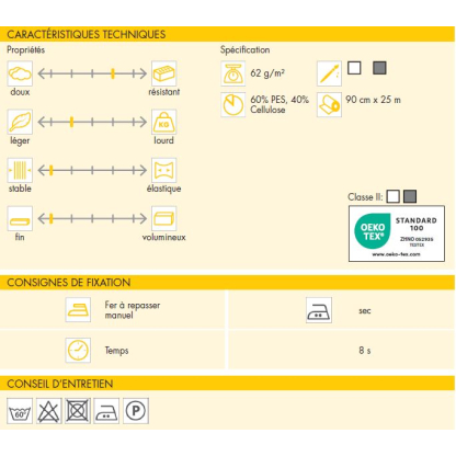 Entoilage thermocollant Vlieseline - H250 noir 2
