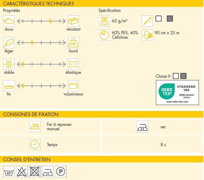Entoilage thermocollant Vlieseline - H250 noir