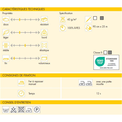 Entoilage thermocollant Vlieseline - F220 Blanc 2