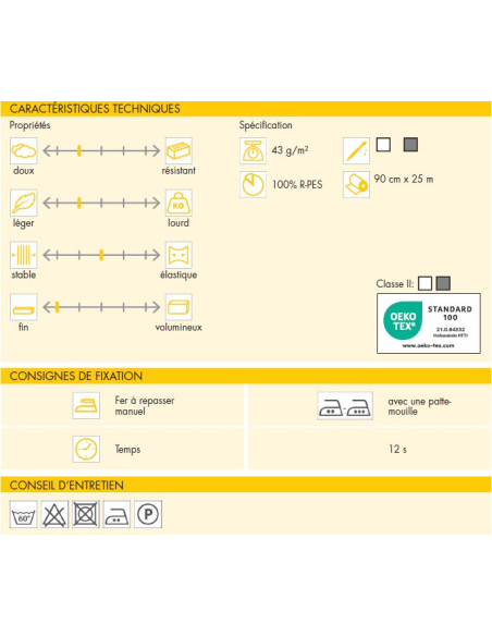 Entoilage thermocollant Vlieseline - F220 Blanc