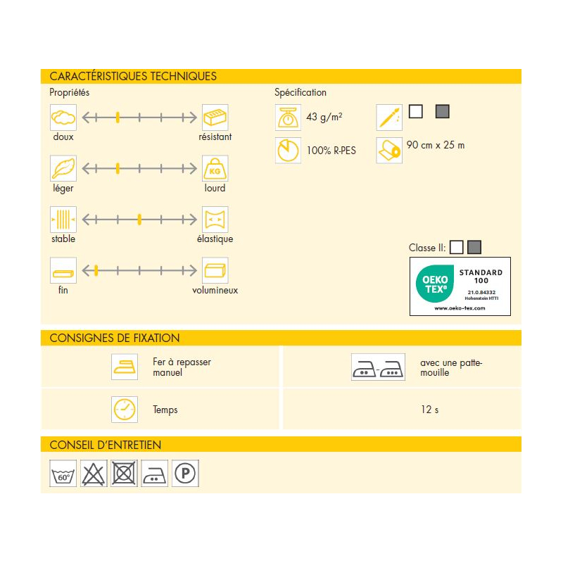 Entoilage thermocollant Vlieseline - F220 Gris