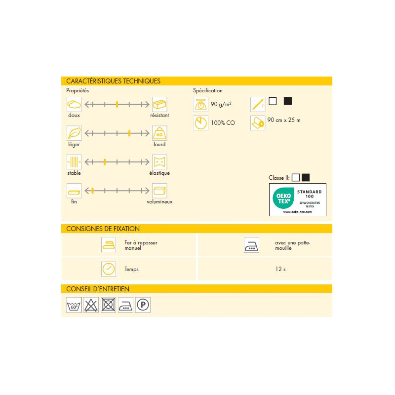 Entoilage thermocollant Vlieseline - G700 Blanc
